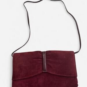 Red and Black Suede Clutch Bag for Women - Classic Minimalist